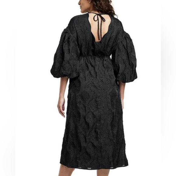 Kika Vargas x Target Floral Texture Scallop Back Midi Dress Black nwot - Picture 1 of 6